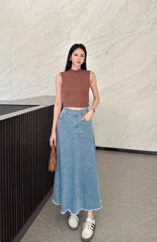 JC 1603 MAXI DENIM SKIRT (120)