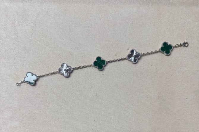 STAR BUY - 925 SILVER PLEATED 18K MALACHITE BRACELET (0263)